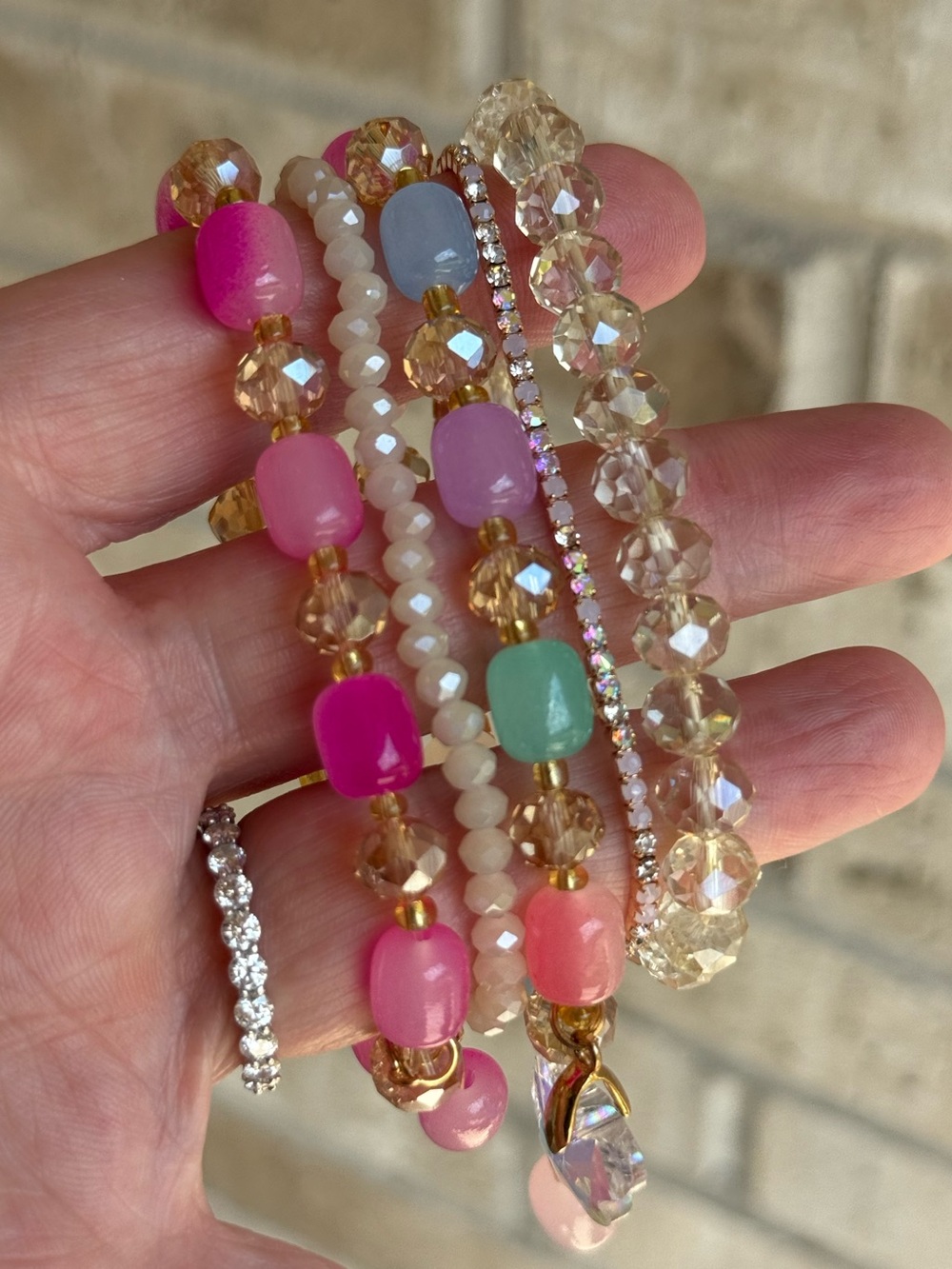Multicolor Beaded Stretch Bracelet Set (5)